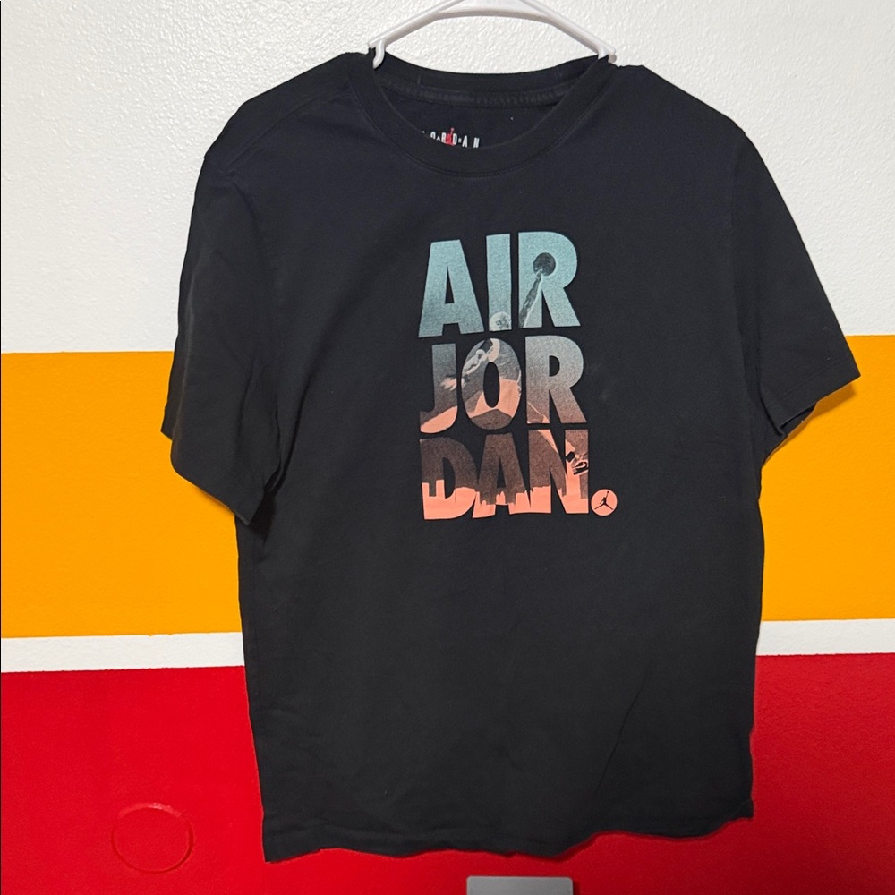 Jordan Black Tee with Gradient Air Jordan Graphic